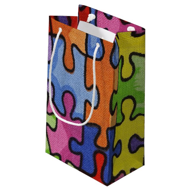 jigsaw puzzle pattern small gift bag (Back Angled)
