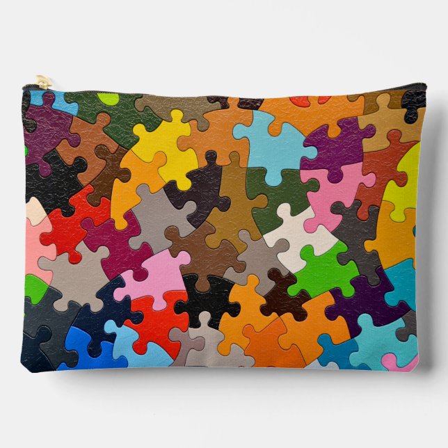 Jigsaw Puzzle Pieces Accessory Pouch (Front)