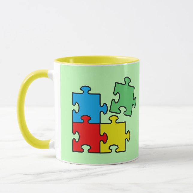 Jigsaw Puzzle Pieces Design Mug (Left)