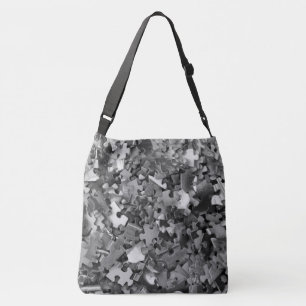 Jigsaw Puzzle Pieces Grey Black and White Funny Crossbody Bag