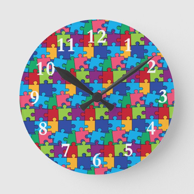 Jigsaw Puzzle Pieces Wall Clock (Front)