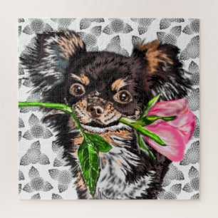 Jigsaw Puzzle Puupy with Rose For You