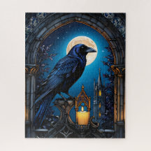 Jigsaw Puzzle, Raven Gothic Archway, Halloween 