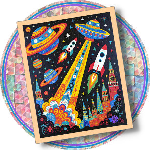 JIGSAW PUZZLE - Retro Space (Great for Beginners!)