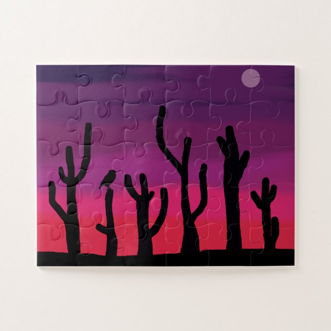 Jigsaw Puzzle Saguaro Coucher de soleil Cactus/Owl (Horizontal)