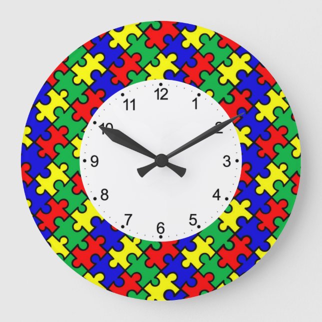 Jigsaw Puzzle Seamless Pattern-22675 Large Clock (Front)