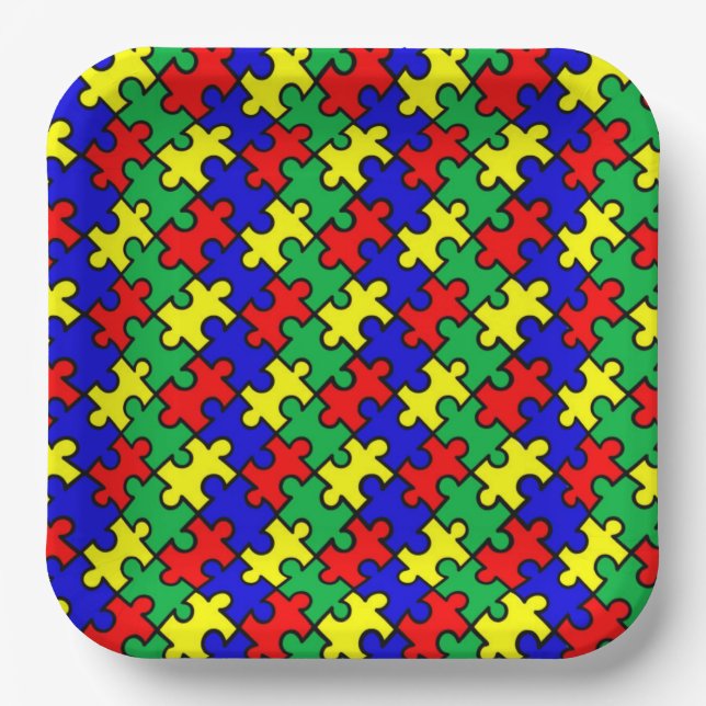 Jigsaw Puzzle Seamless Pattern-22675 Paper Plate (Front)