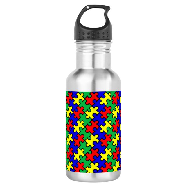Jigsaw Puzzle Seamless Pattern 532 Ml Water Bottle (Front)