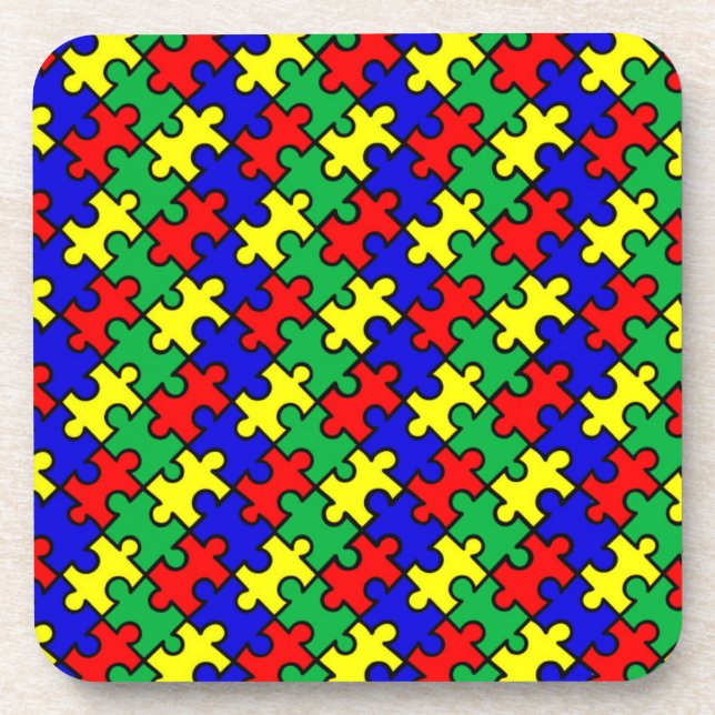 Jigsaw Puzzle Seamless Pattern Coaster (Front)
