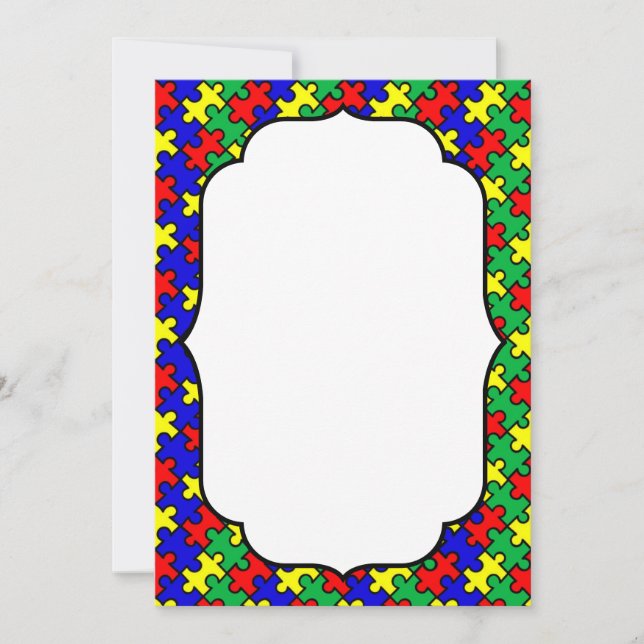 Jigsaw Puzzle Seamless Pattern Invitation (Front)