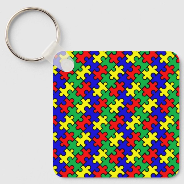 Jigsaw Puzzle Seamless Pattern Keychain (Front)