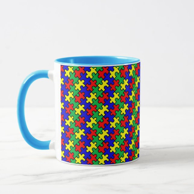 Jigsaw Puzzle Seamless Pattern Mug (Left)