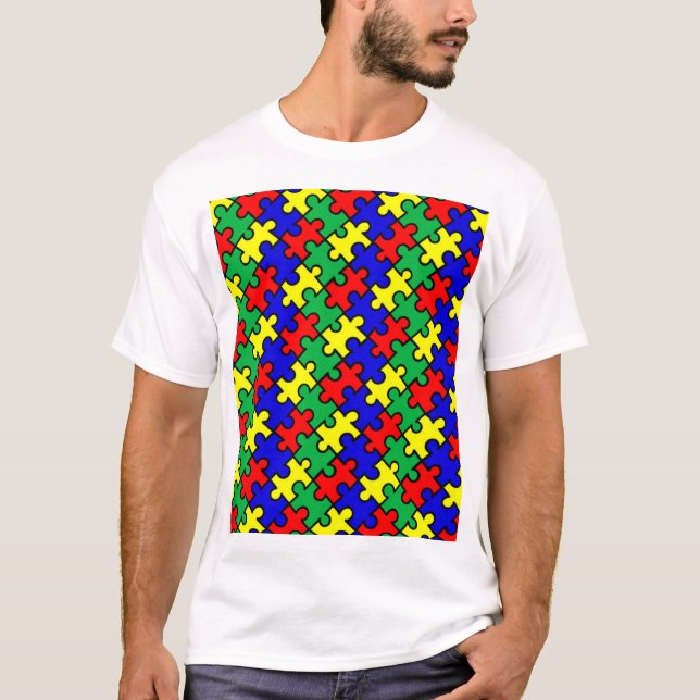 Jigsaw Puzzle Seamless Pattern T-Shirt (Front)