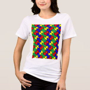 Jigsaw Puzzle Seamless Pattern Tri-Blend Shirt