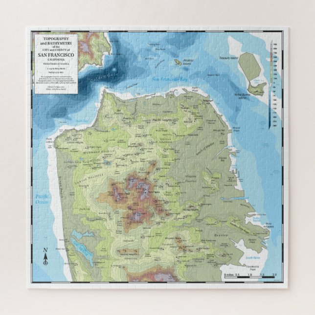 Jigsaw Puzzle SF Topo and Bathymetry Puzzle (Vertical)