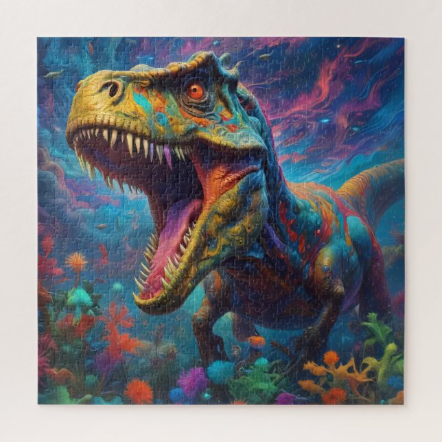 Jigsaw Puzzle T-Rex Dinosaur Modern Animal Art (Vertical)