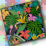 JIGSAW PUZZLE - Tropical Toucan & Colorful Flowers<br><div class="desc">This puzzle with a Toucan in the tropical flowers is shown here in square size 20 inches by 20 inches with 676 pieces. ►Other sizes and piece counts are available, all rectangular. The rectangular sizes may need an image adjustment for best placement. ►Personalize, if desired, by adding a small image,...</div>