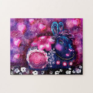 Jigsaw Puzzle - Whimsical Rabbit 'Glamour Bunny'
