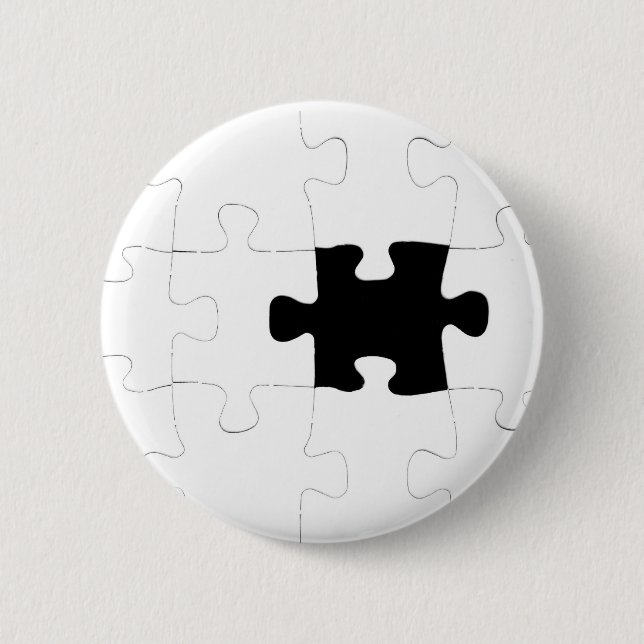 Jigsaw Puzzle with Missing Piece 2 Inch Round Button (Front)