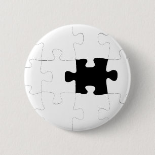 Jigsaw Puzzle with Missing Piece 2 Inch Round Button