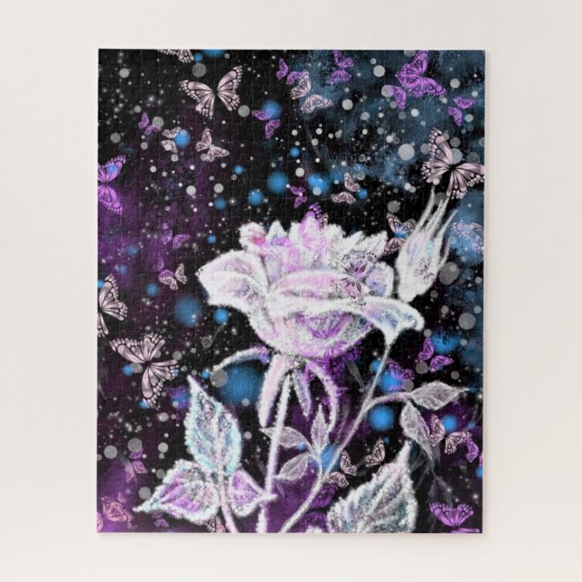 Jigsaw Puzzle with White Rose (Vertical)