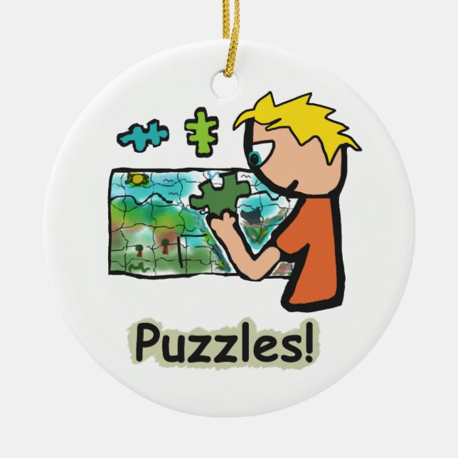 Jigsaw Puzzler Puzzles Ceramic Ornament (Front)