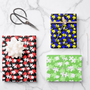 Jigsaw Puzzles Pattern Wrapping Paper Sheet