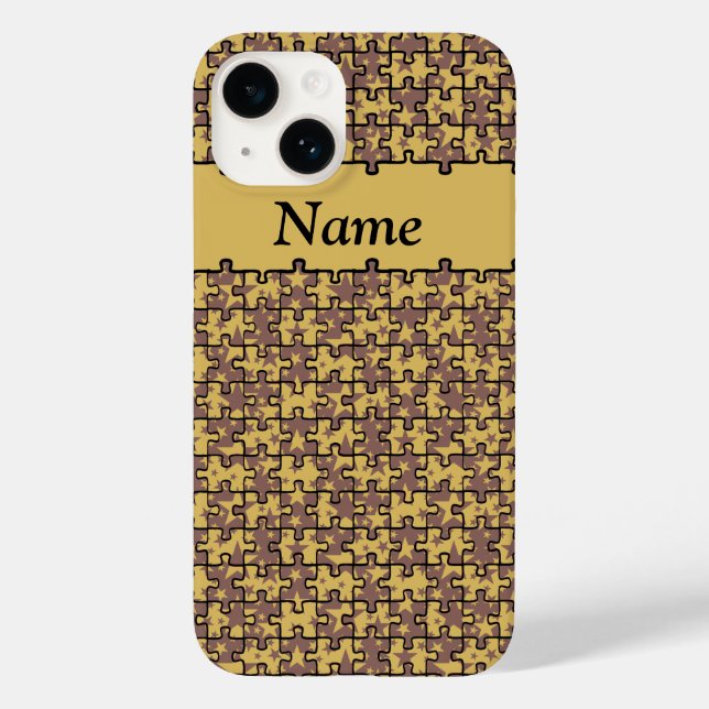 Jigsaw Stars chocolate and yellow personalized Case-Mate iPhone Case (Back)