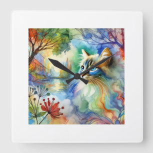 Jiji the Cat 210724AREF117 - Watercolor Square Wall Clock