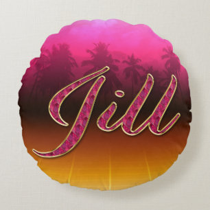 Jill Vorname Name golden pink Kissen Round Pillow
