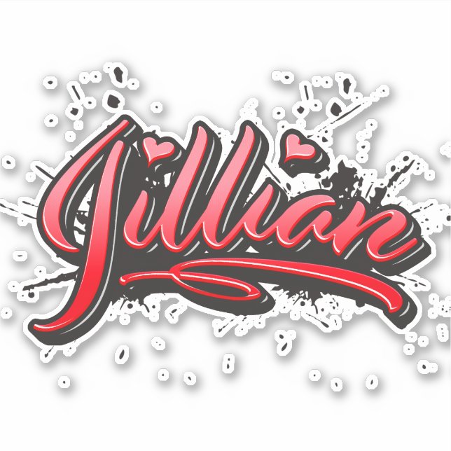 Jillian red Heart graffiti Autocollants (Devant)