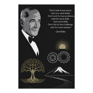 Jim Rohn Motivational Citation Poster Noir et Or