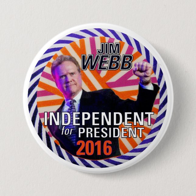 Jim Webb 2016 3 Inch Round Button (Front)