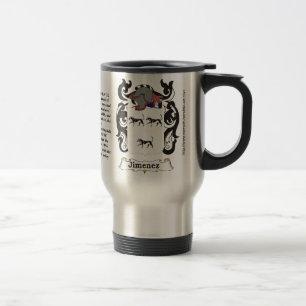 Jimenez Family Coat of Arms on a Travel Mug