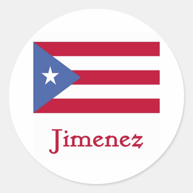 Jimenez Puerto Rican Flag Classic Round Sticker (Front)