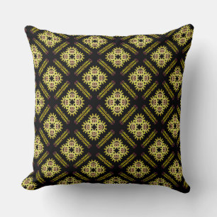 Jimette Square Cushion Design Yellow on Black.