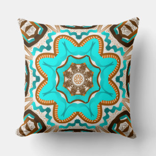 Jimette Square Cushion White turquoise design