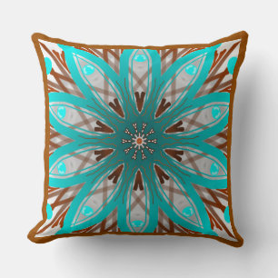 Jimette Square Cushion White turquoise design