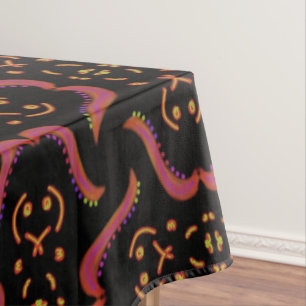 Jimette tablecloth Black orange pink design