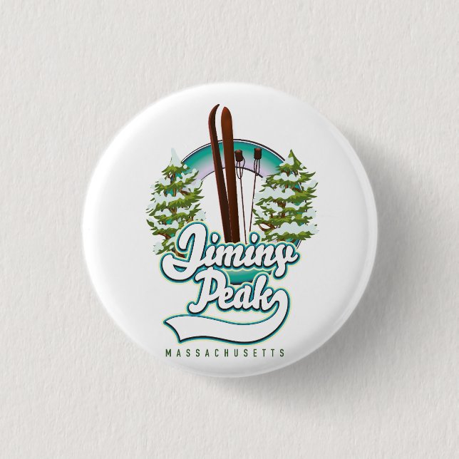 jiminy peak massachusetts ski logo 1 inch round button (Front)