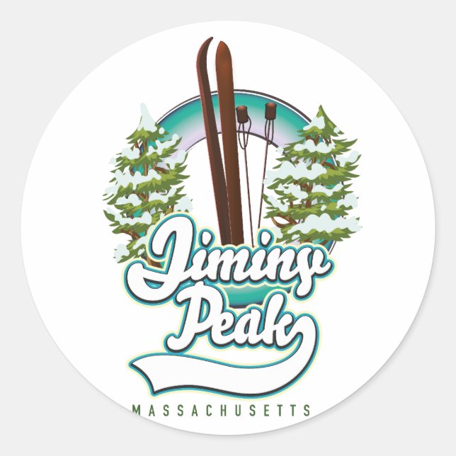 jiminy peak massachusetts ski logo classic round sticker (Front)