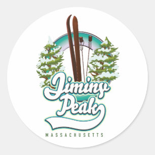 jiminy peak massachusetts ski logo classic round sticker