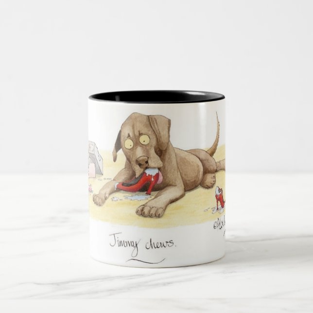 'Jimmy chews' Mug. Two-Tone Coffee Mug (Center)