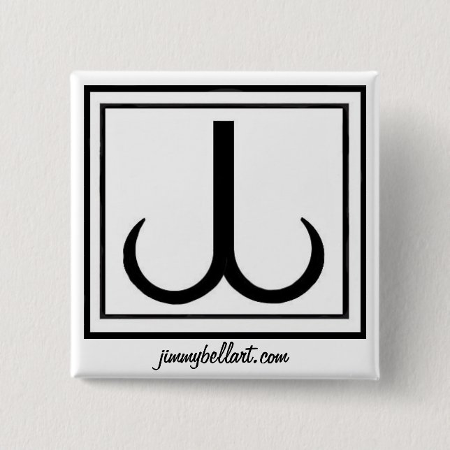 jimmybellart.com JB SYMBOL 2 Inch Square Button (Front)