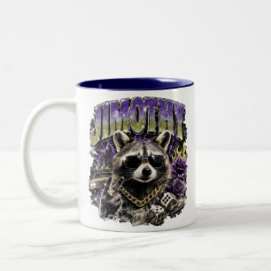 Jimothy Cool Raccoon Urban Streetwear Two-Tone Coffee Mug