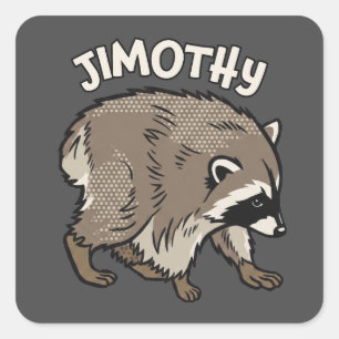 Jimothy Raccoon Comic Style Animal Square Sticker