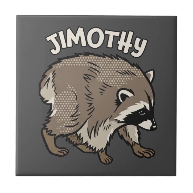 Jimothy Raccoon Comic Style Animal Tile (Front)