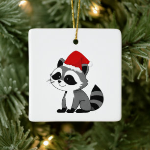 Jimothy Raccoon Cute Funny White Elephant Santa Ceramic Ornament