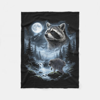 Jimothy Raccoon Howling At The Moon Fleece Blanket
