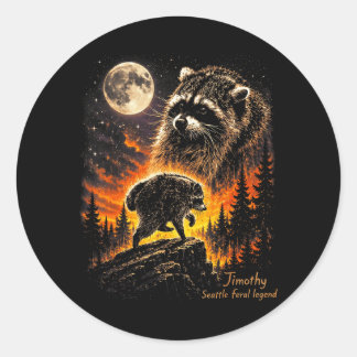 Jimothy Raccoon Howling Moon Meme Funny Jimothy Classic Round Sticker